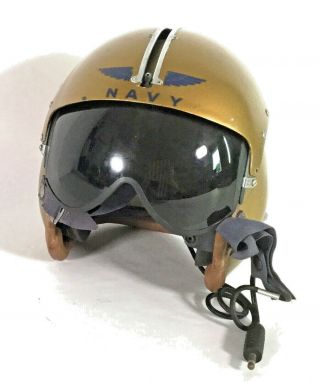 U.  S.  Navy 1950s Early Style Aph - 5 Fighter Jet Pilot Flight Helmet,  Size Large