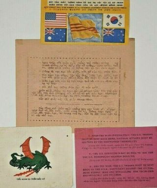North Vietnamese Propaganda Leaflet - Vietnam War Usmc/army & Safe Conduct Pass
