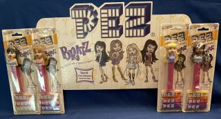 Pez Bratz Set 4 Cards Noc Cloe Jade Yasmine Sasha Mga Dolls Display Sign Vintage