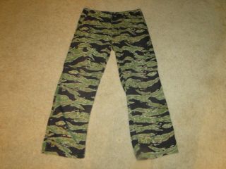 Vintage Vietnam War Us Military Tiger Stripe Camo Trousers Button Fly 32 X 28