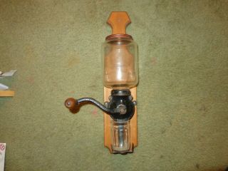 Antique Arcade Crystal Coffee Grinder With Catch Cup Cast Iron