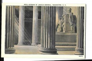 Picture Postcard,  Old/vintage,  Lincoln Memorial,  Washington Dc