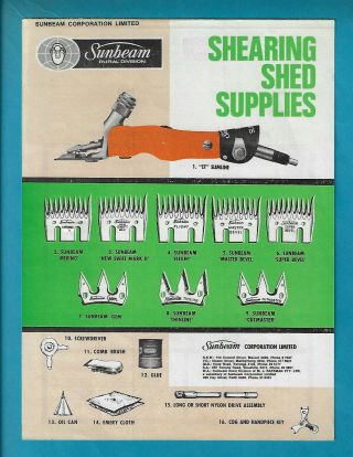 Sunbeam Shearing Shed Supplies Order Form Brochure