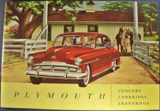 1951 Plymouth 28pg Brochure Cranbrook Cambridge Concord Wagon