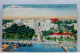 Florida Fl St Petersburg Yacht Club Basin Central Avenue Postcard Old Vintage Pc