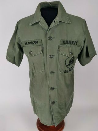 Vietnam Us Navy Seabees Og 107 1968 Short Sleeve Shirt Named Direct Embroidered