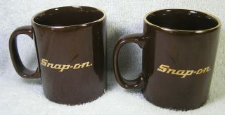 Vtg Two Kiln Craft Brown Snap On 12 Oz Coffee Mugs 2 Cups Made In England Nos