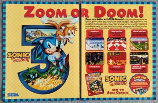 Sonic The Hedgehog 3 Sega Genesis | 1994 Vintage Game Print Ad Poster Art