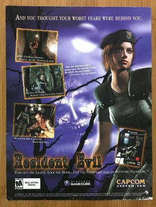 Resident Evil Remake Gamecube 2002 Print Ad/poster Official Horror Game Art Rare