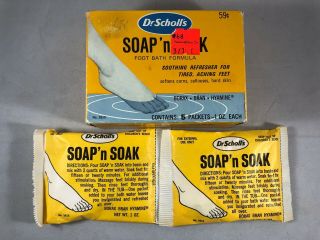 Vintage 1972 Dr.  Scholl’s Soap N Soak Foot Bath Formula Box,  2 Packs
