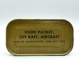 Vietnam Us Army Life Raft / Aircraft Food Packet Survival Ration,  W/key
