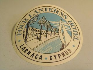 Four Lanterns Hotel Larnaca Cyprus Vintage Luggage Label 1/10