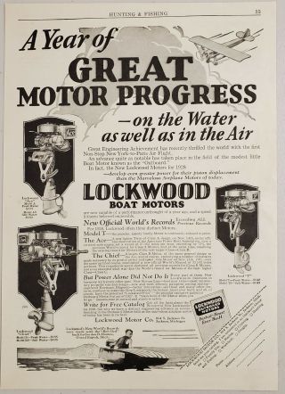 1928 Print Ad Lockwood Ace & Chief Outboard Motors Bob - Sled Boat Jackson,  Mi