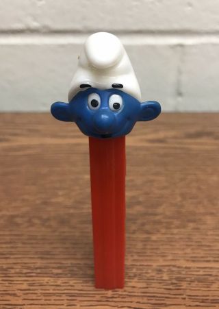Vintage Pez Dispenser Smurfs With No Feet And Red Stem From Austria