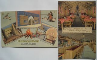 2 Covered Wagon Cafe Minneapolis Mn Old Linen Adv.  Postcards; 114 S.  4th Street