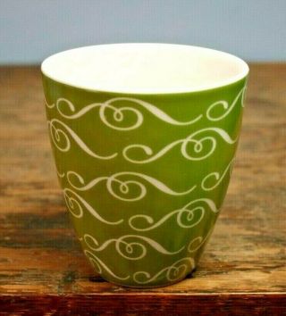 2010 Starbucks Green White Bone China Coffee Tea Mug Cup Swirls