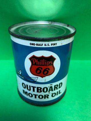 Phillips 66 Outboard Motor Oil Can 1/2 Pint.  Good Graphics.
