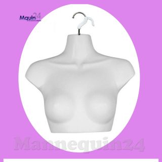 Female Chest Torso Dress Form With Removal Hanger - White Mannequin