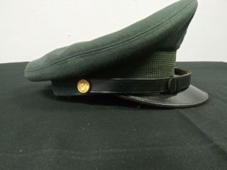 Military Issue Vintage US Army Green Dress Uniform Wool Visor Cap Hat 6 7/8 2