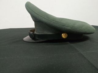 Military Issue Vintage US Army Green Dress Uniform Wool Visor Cap Hat 6 7/8 3
