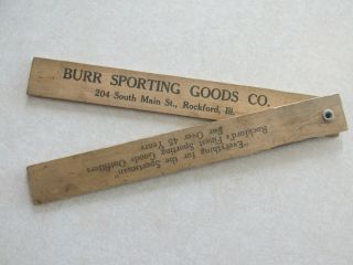 C Advertising Wood 18 " Ruler Burr Sporting Goods Rockford Il Illinois 1939