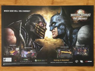 Mortal Kombat Vs.  Dc Universe Scorpion Vs.  Batman Xbox 360 Ps3 Poster Ad Art Htf