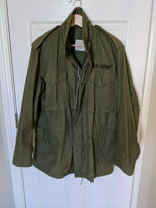 Vintage 1972 Us Military M65 Olive Green Field Jacket Sz Small Army