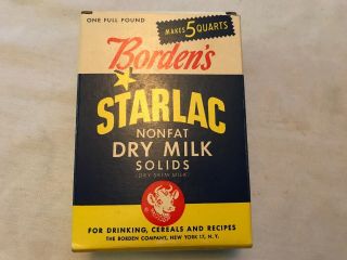 Borden’s Starlac Dry Milk Box,  1950’s,  Nos,  Borden Co. ,  Elsie The Cow