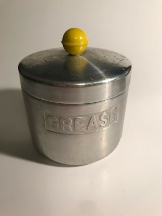 Vintage Grease Oil Jar Container Mid Century Modern Art Deco Can Metal Strainer