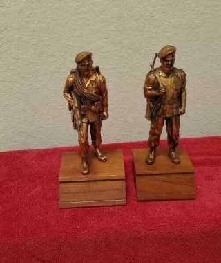 Vietnam War Us Army Special Forces Green Beret Bronze Presentation Statue Set