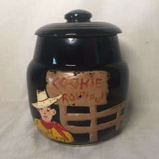 Vintage Cookie Roundup Western Cowboy Large Ceramic Cookie Jar