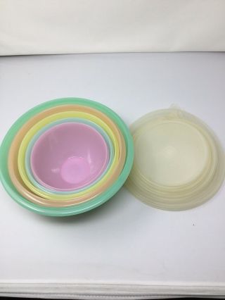 Vintage 10 Pc Tupperware Pastel Bowl Set With Lids 233 - 237
