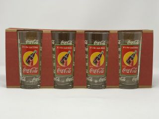 Set Of 4 Vintage Anchor Hocking Coca Cola Collector Glasses - - 1970 