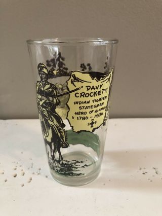 Vintage Davy Crockett Drink Glass Hero Of Alamo 1786 - 1836 Cool Rare
