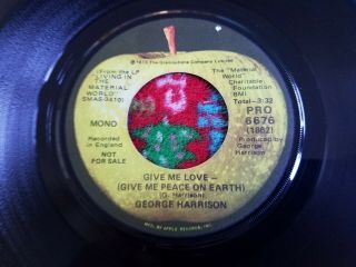 The Beatles George Harrison Apple Promo 45 Record Give Me Love 1972 Company Slve