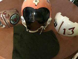 Vintage Us Air Force Usaf White Flight Helmet W/ Visors - Headphones