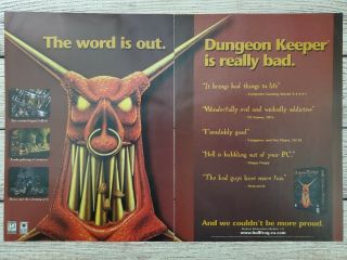 Dungeon Keeper Pc Game 1997 2 - Page Promo Ad Art Print Poster Big Box Classic