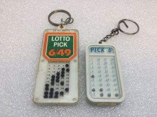 2 Lotto Pick Vintage Keychain Lucky Number Picker Anciens Porte - Clés 6/36 6/49