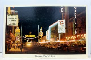 Nevada Nv Reno Downtown Night Arch Harolds Club Postcard Old Vintage Card View