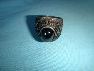 Vietnam War Us Air Force Metal Ring With Dark Green Stone For Finger Size 10