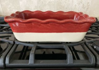 Emile Henry Red Stoneware Ruffled Loaf Pan Baking Dish France Williams Sonoma