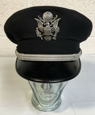 1967 Flight Ace Size 7 Usaf Officers Dress Visor Cap Uniform Black Insignia