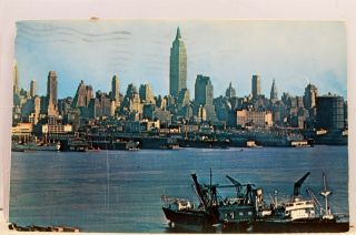 York Ny Nyc Empire State Building Midtown Skyline Manhattan Postcard Old Pc