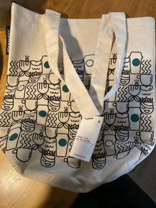 Starbucks Anywhere Tote Bag Nwt 2017 Abstract Siren Mermaid Coffee Cups Green
