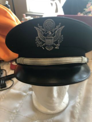 Rare 1960s Berkshire Deluxe Usaf Officers Black Dress Visor Cap 7 3/8
