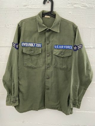 Vtg 60s Vietnam Us Air Force Sateen Utility Combat Field Shirt Patches Named