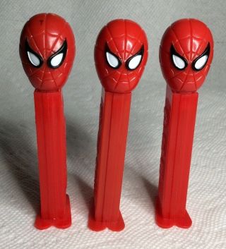 Three 1989 Marvel Comics Spider - Man Pez Candy Dispensers