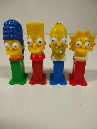 The Simpsons Mini Pez Candy Dispensers (holds 5 Pez) Homer,  Bart,  Lisa & Marge