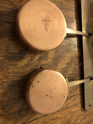 Vintage Copper Measuring Cups With Hook 3