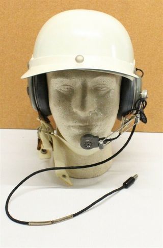 578 - Vietnam Era Hgu - 7/p Flight Helmet W/communication Set - White,  1969 Dated